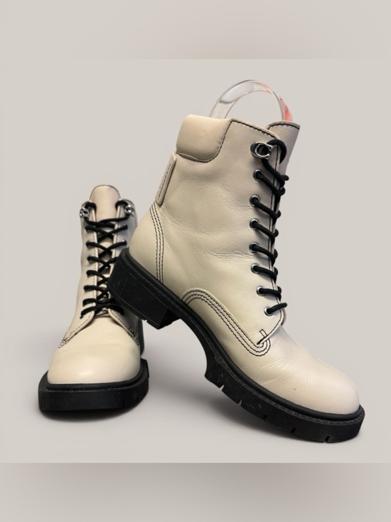 Coach Shoes - COACH Lorimer Lace Up Lug Sole Combat Leather Booties  Chalk Sz 6